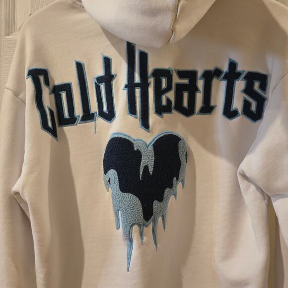 Rolling Loud Gold Hearts Hoodie Sweatshirt White Blue Mens Small Pockets Cotton - Picture 5 of 12